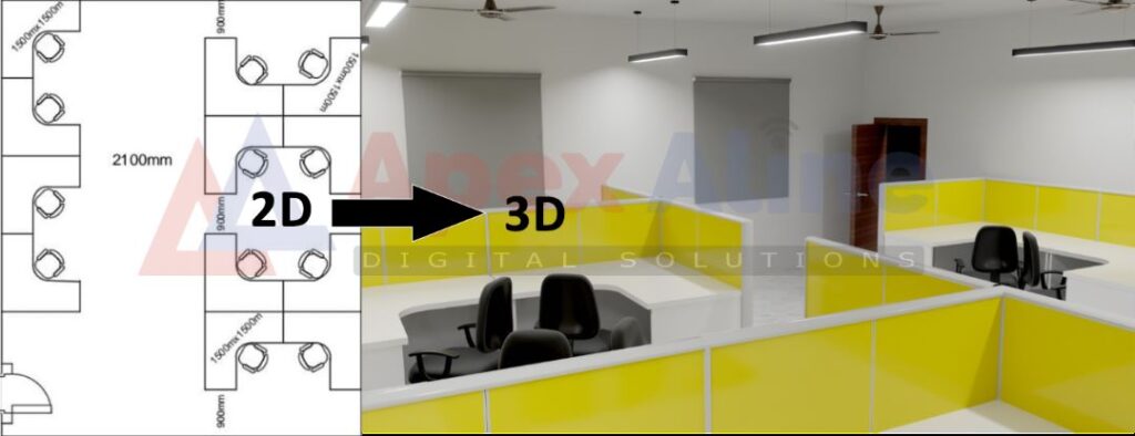 2D To 3D office Design