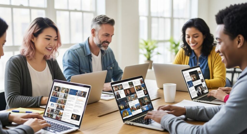 People working on laptop